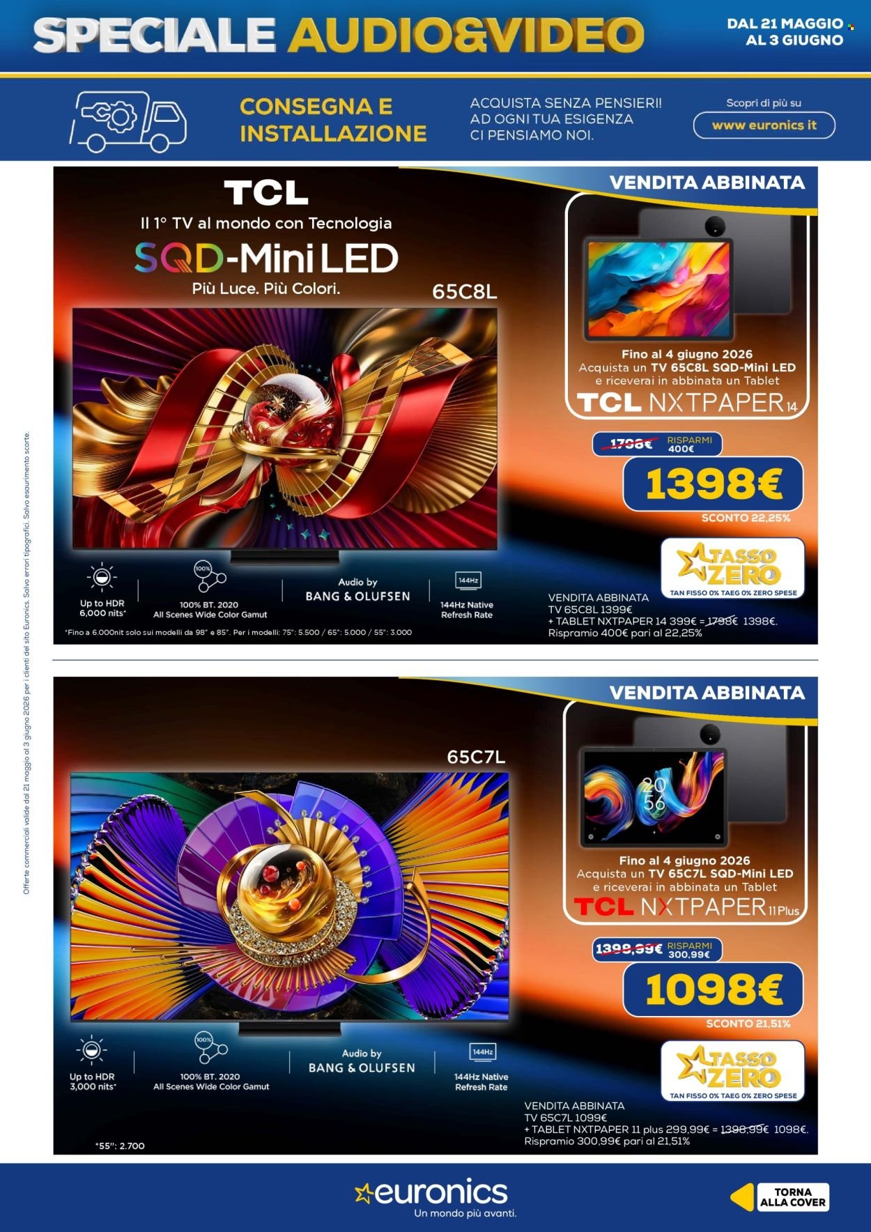 Volantino EURONICS - Speciale Audio Video (2026-05-21 - 2026-06-03)