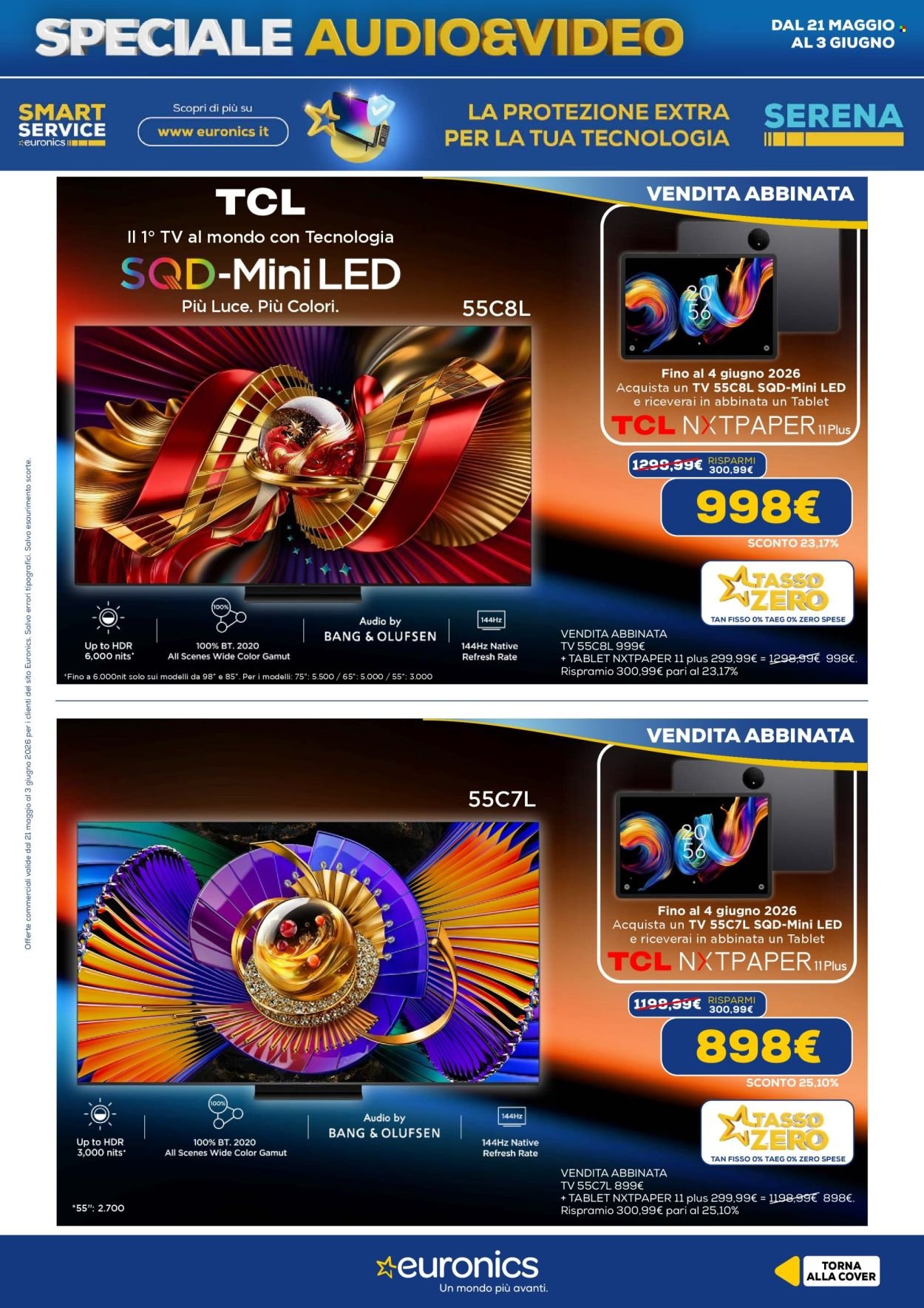 Volantino EURONICS - Speciale Audio Video (2026-05-21 - 2026-06-03)