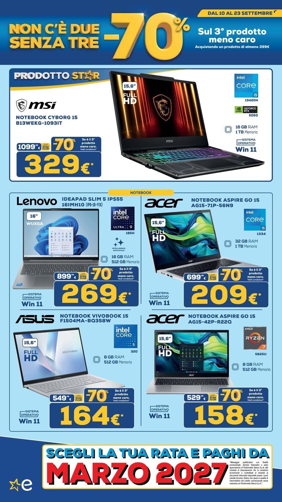 Volantino EURONICS - MENO 70 SUL TERZO PRODOTTO MENO CARO