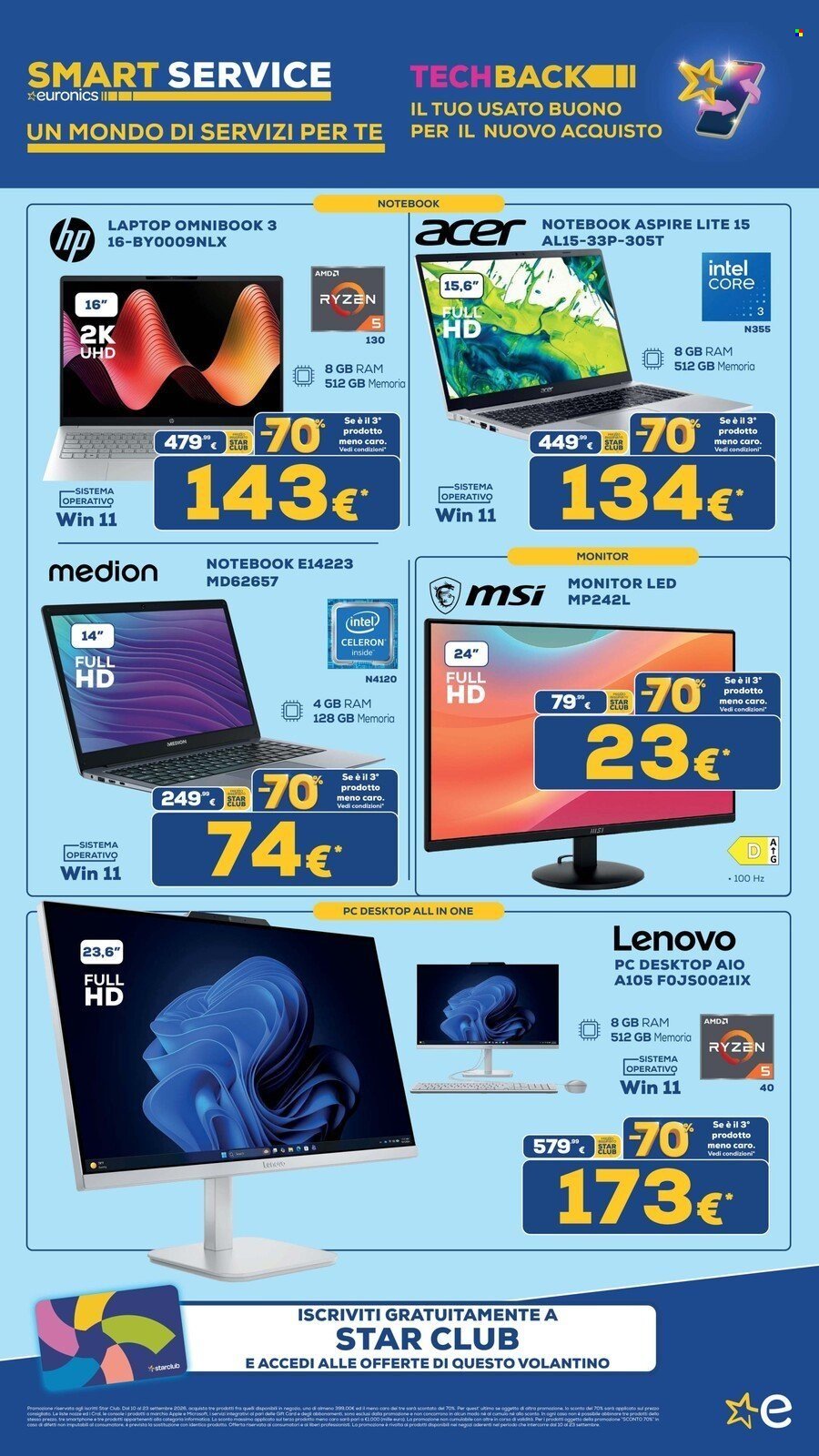 Volantino EURONICS - MENO 70 SUL TERZO PRODOTTO MENO CARO