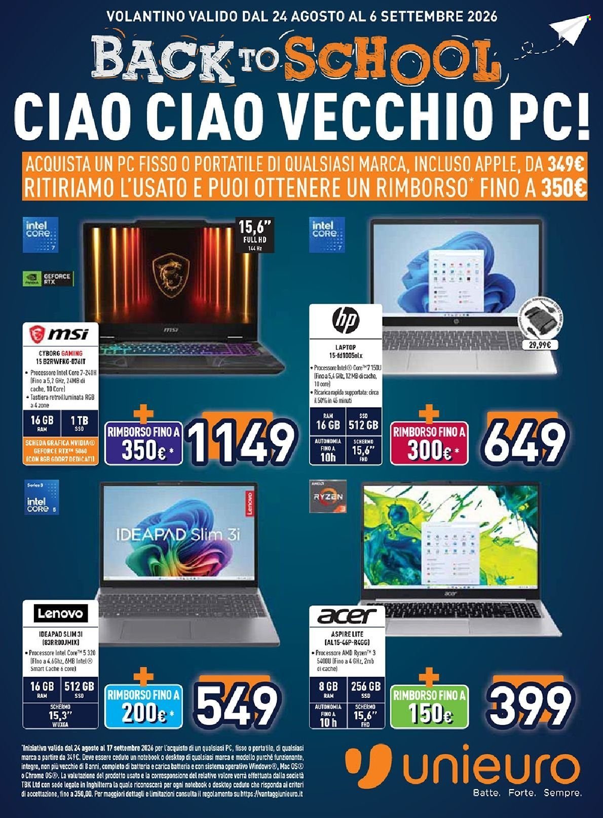 Volantino UNIEURO - Back to School