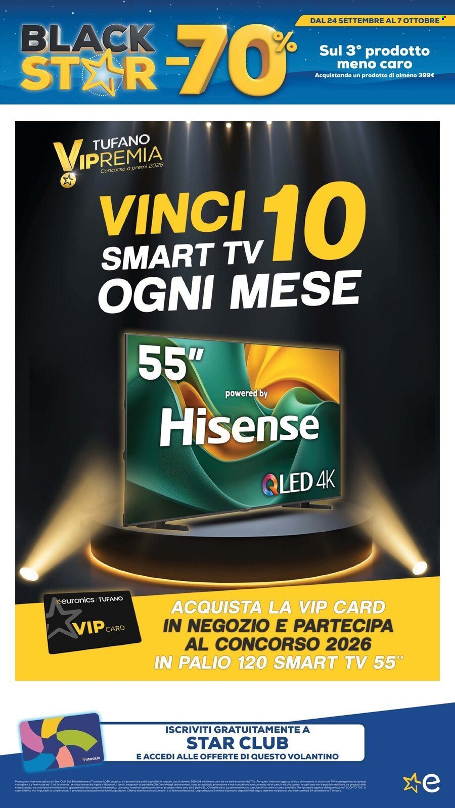 Volantino EURONICS - BLACK STAR meno 70 sul 3° prodotto meno caro