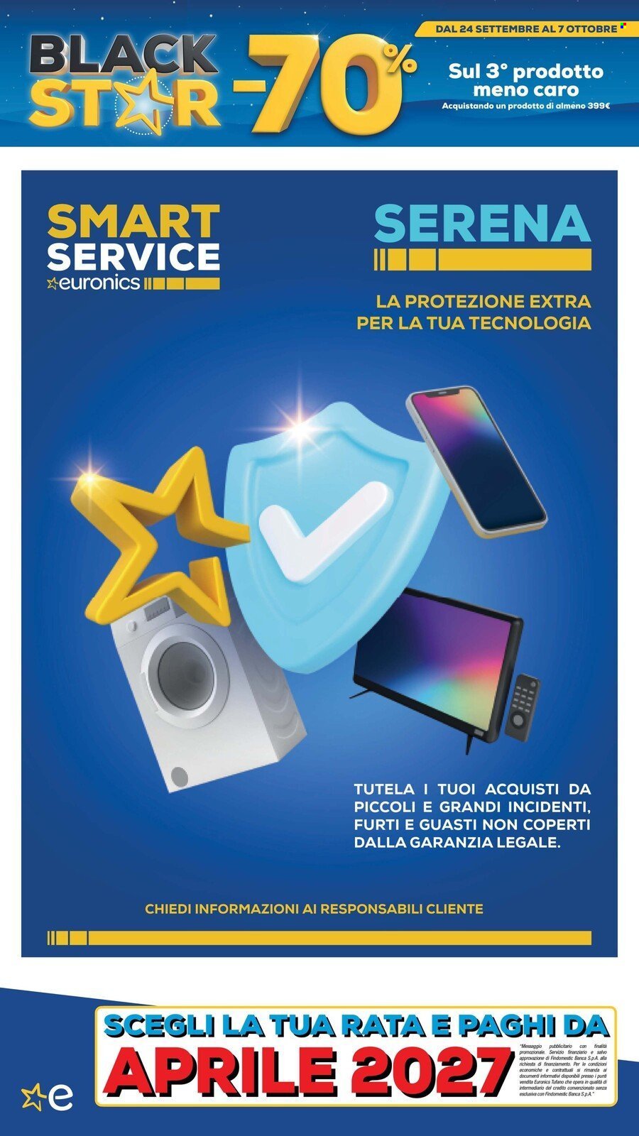 Volantino EURONICS - BLACK STAR meno 70 sul 3° prodotto meno caro