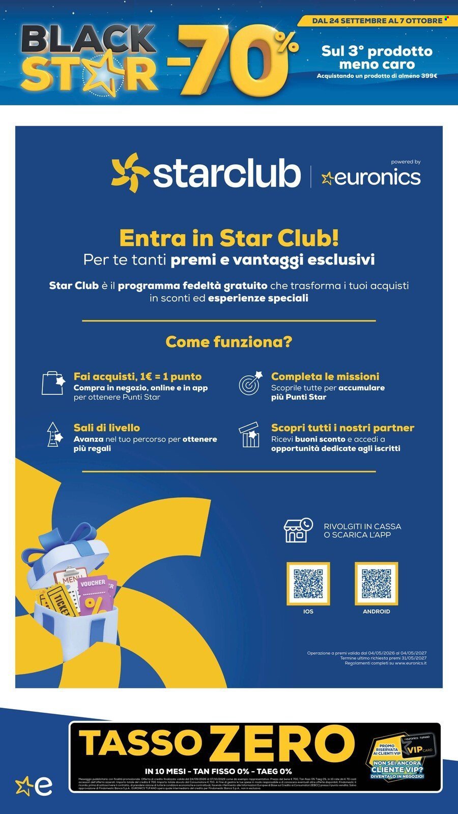 Volantino EURONICS - BLACK STAR meno 70 sul 3° prodotto meno caro