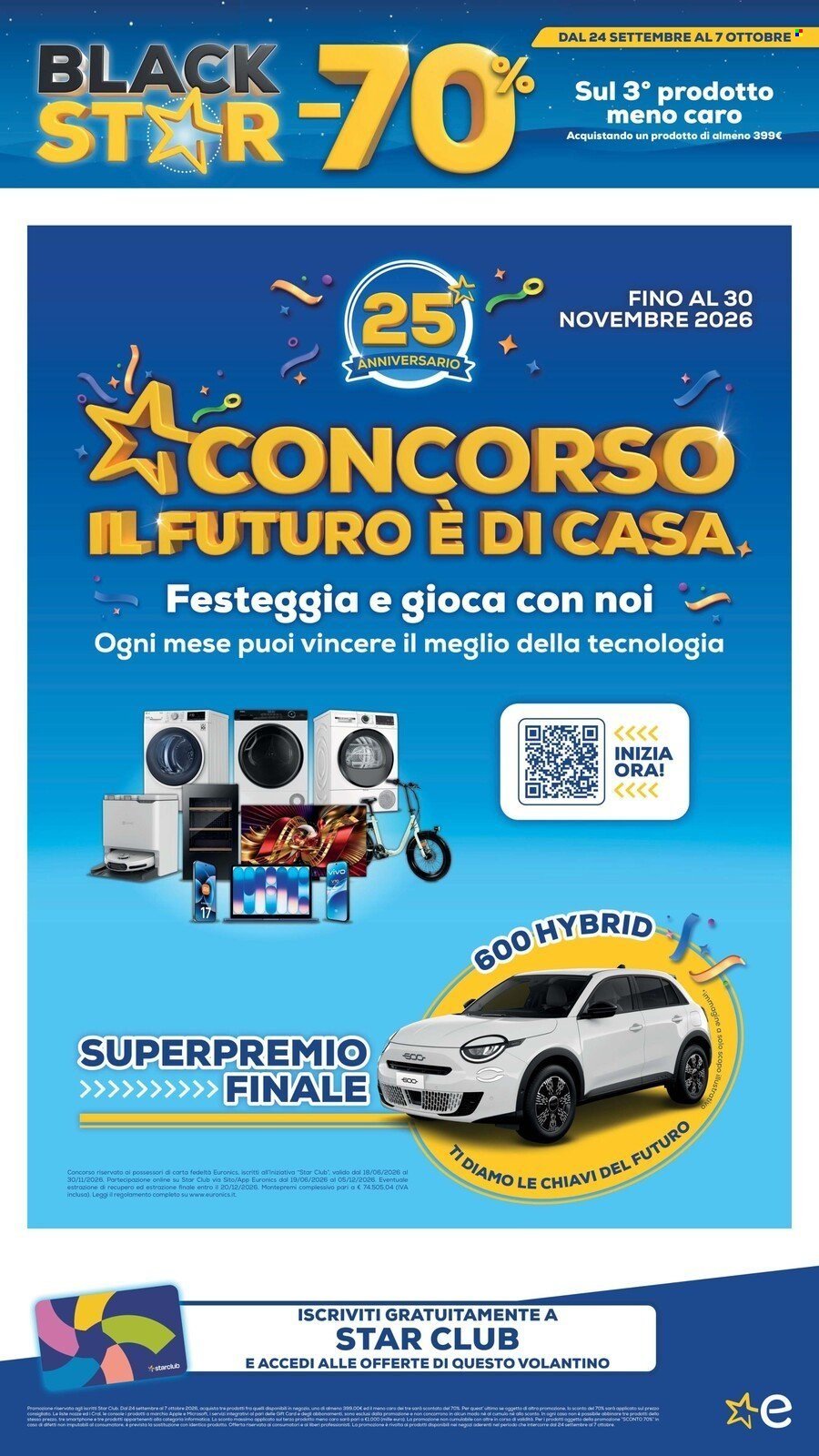 Volantino EURONICS - BLACK STAR meno 70 sul 3° prodotto meno caro