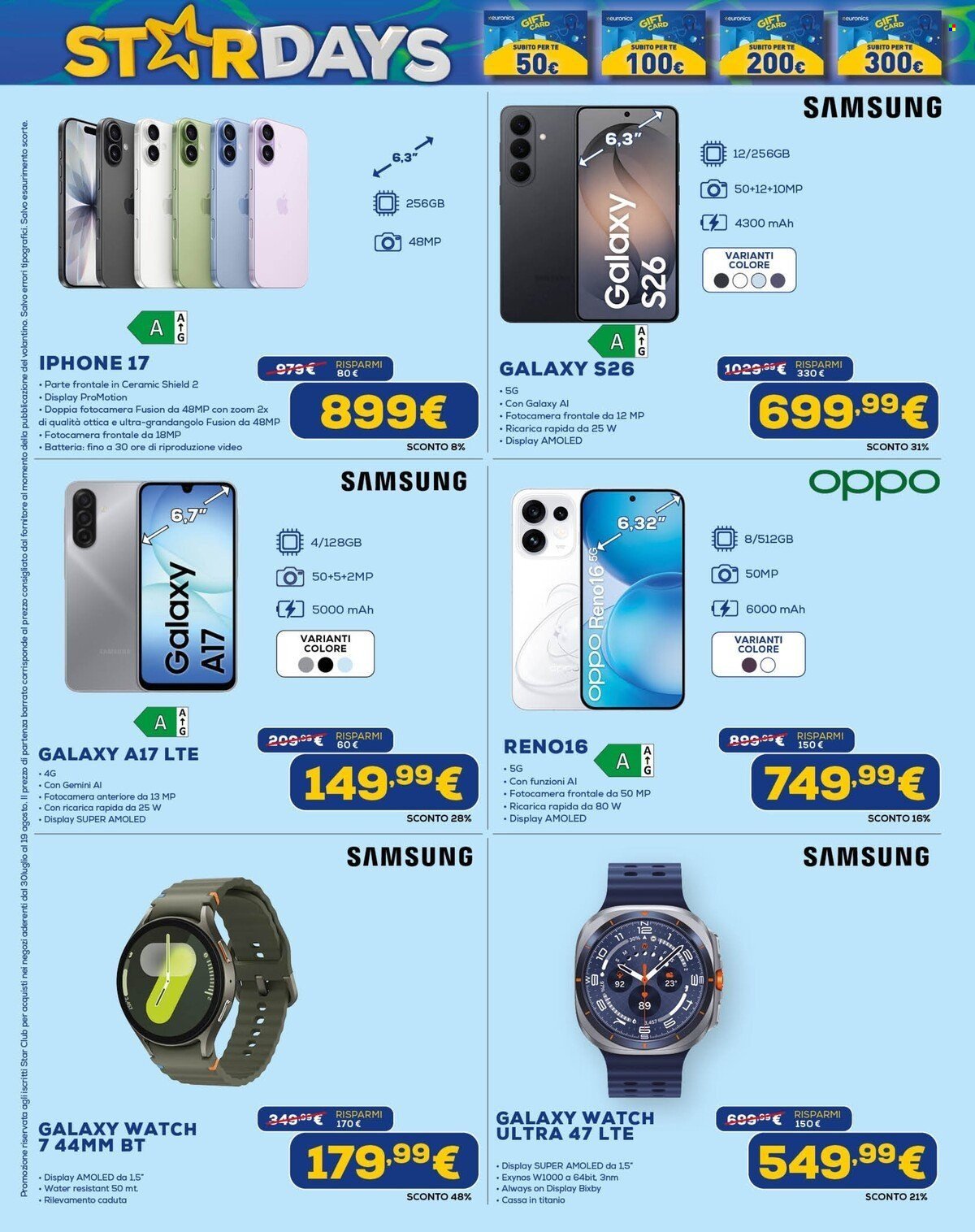 Volantino EURONICS - StarDays Speciale Gift Card