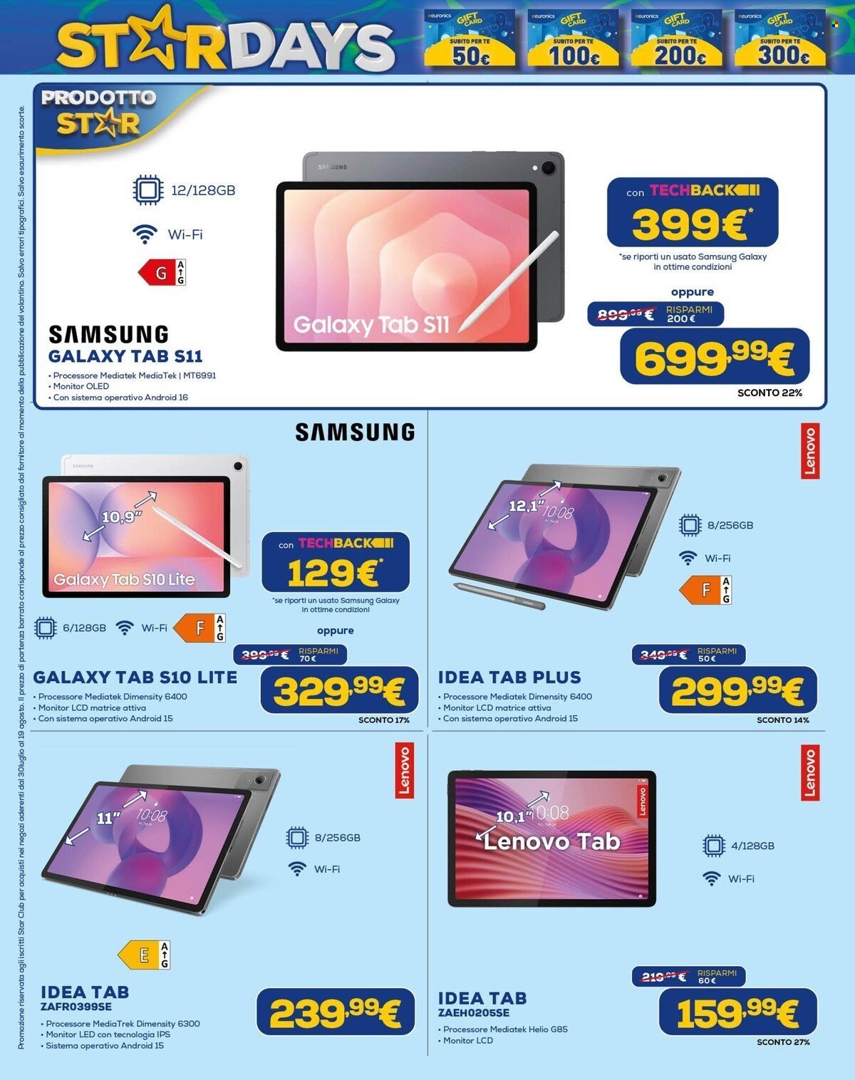 Volantino EURONICS - StarDays Speciale Gift Card