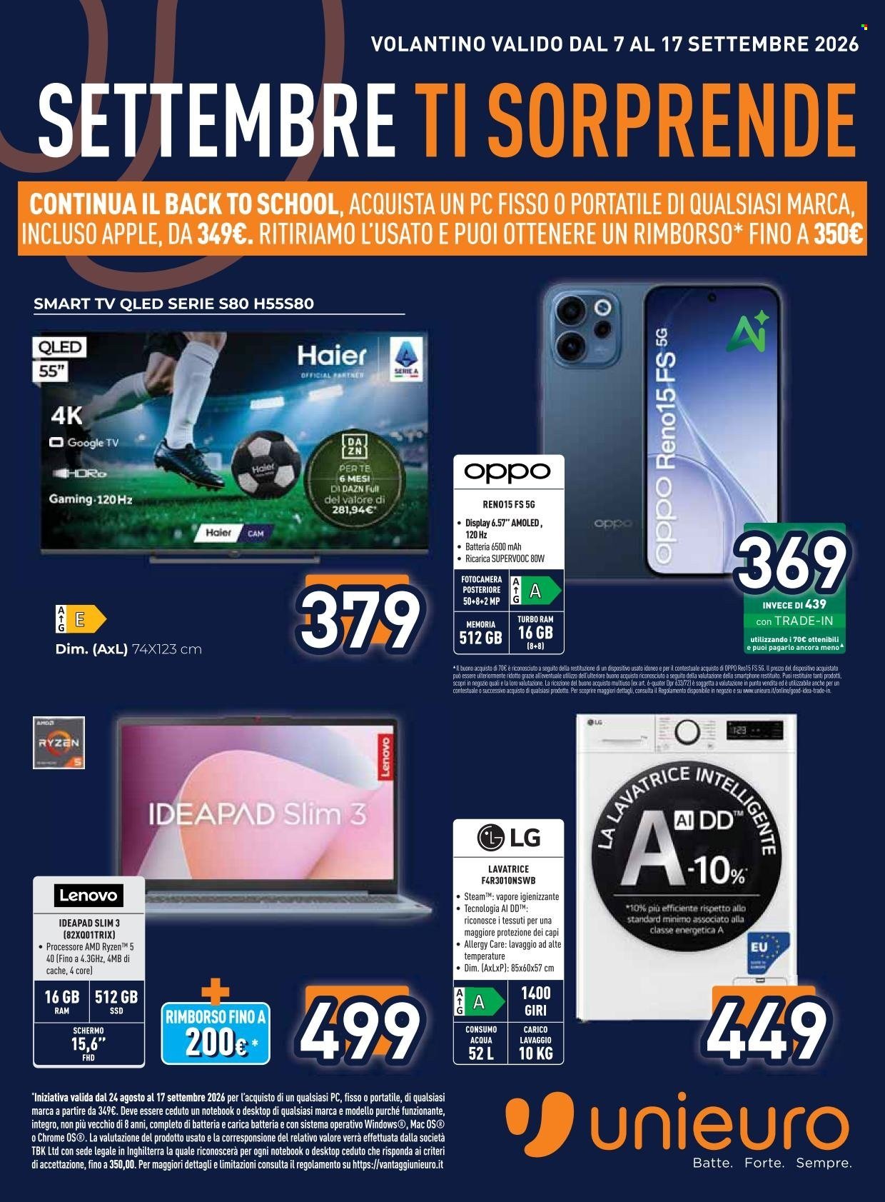 Volantino UNIEURO - Settembre ti sorprende