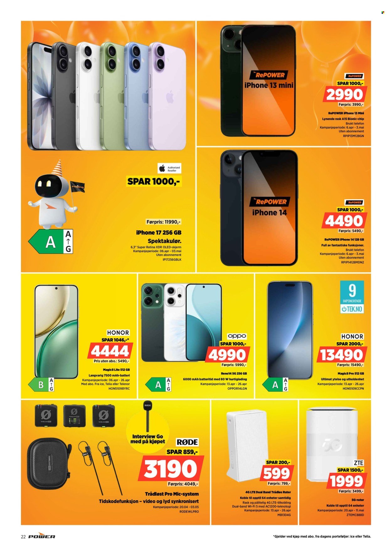 POWER kundeavis - Fra mandag 20. april 2026 (2026-04-20 - 2026-04-26)
