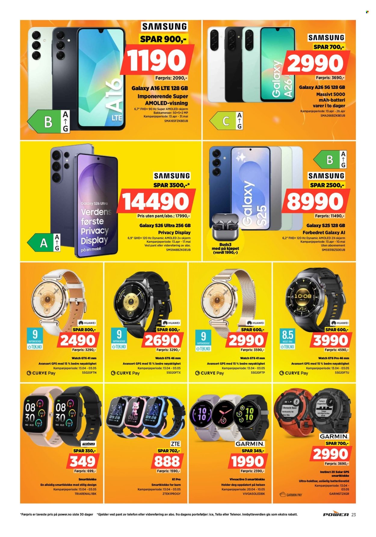 POWER kundeavis - Fra mandag 20. april 2026 (2026-04-20 - 2026-04-26)