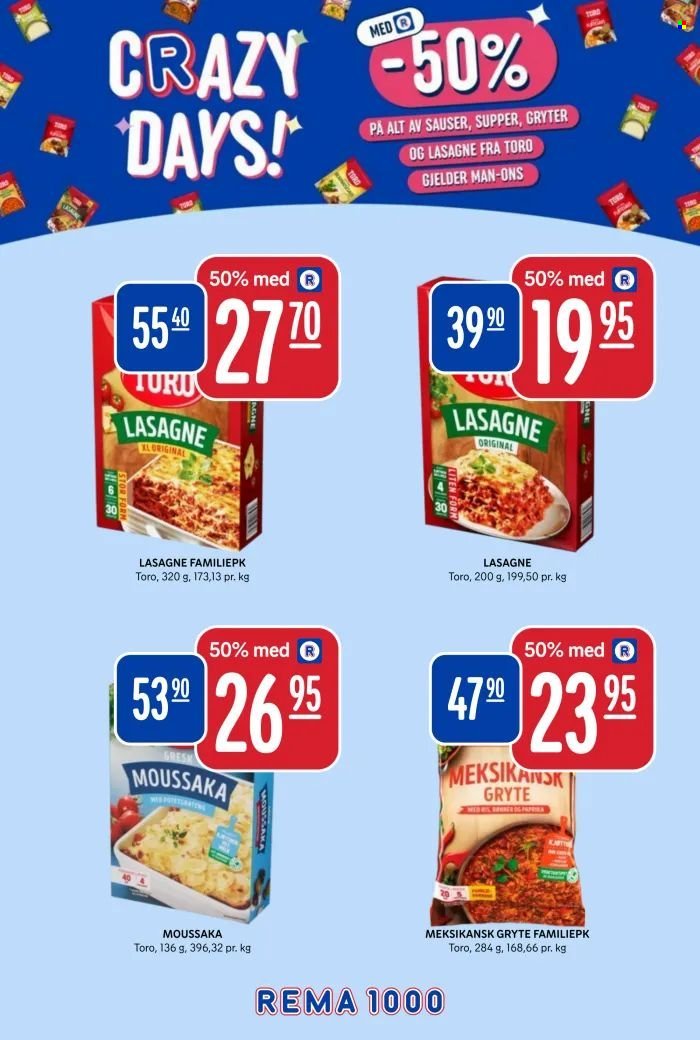 REMA 1000 kundeavis - Crazy Days TORO Saus, Supper & Gryter (2025-11-03 - 2025-11-05)