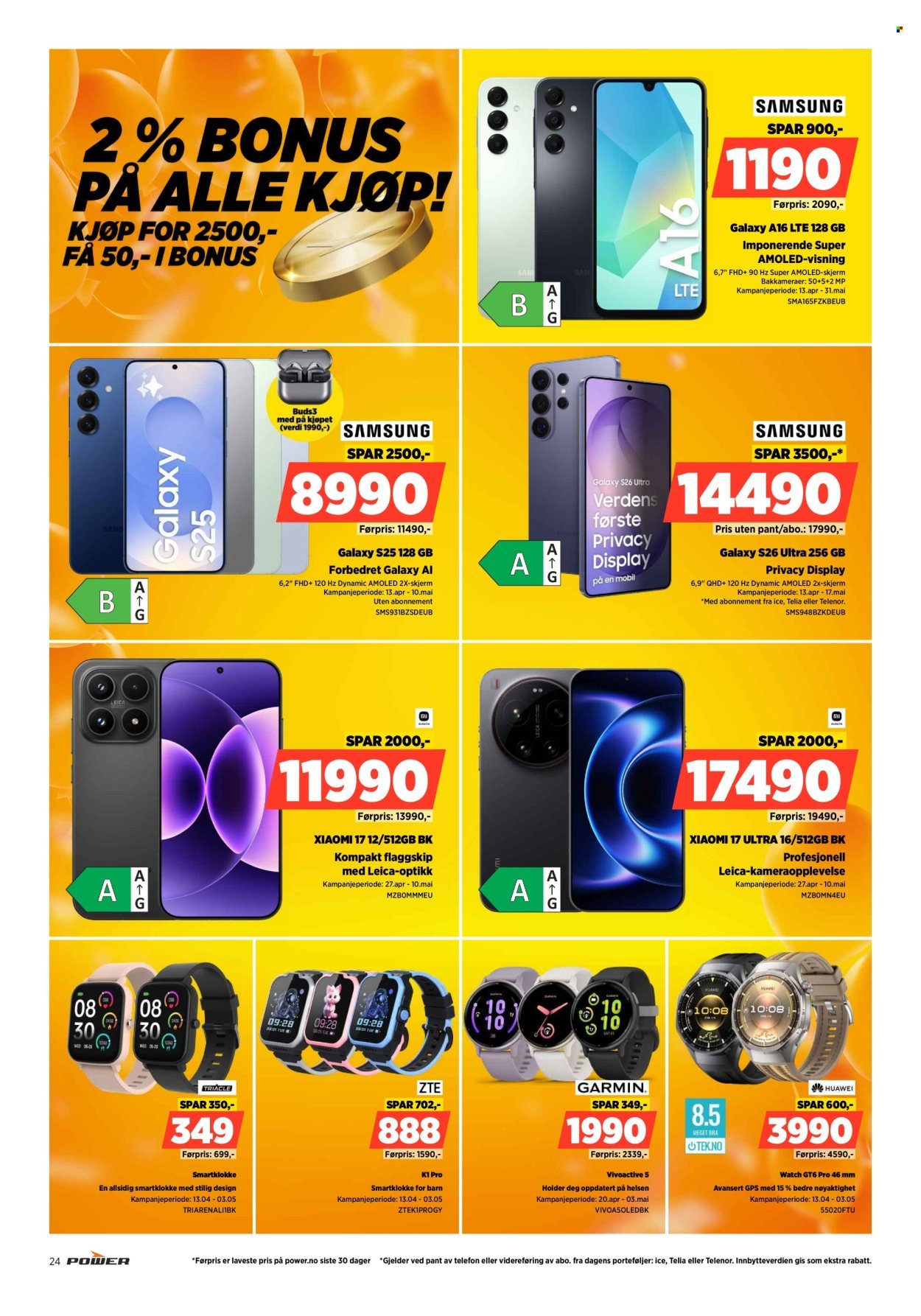 POWER kundeavis - Fra mandag 27. april 2026 (2026-04-27 - 2026-05-03)