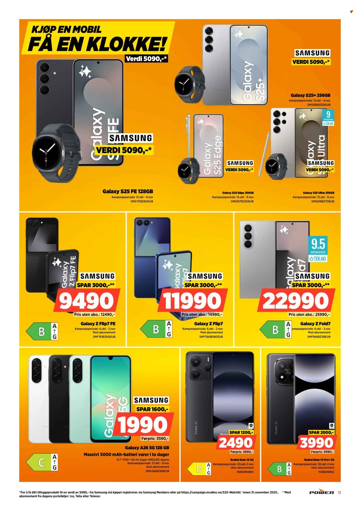 POWER kundeavis - Fra mandag 27. oktober 2025 (2025-10-27 - 2025-11-02)