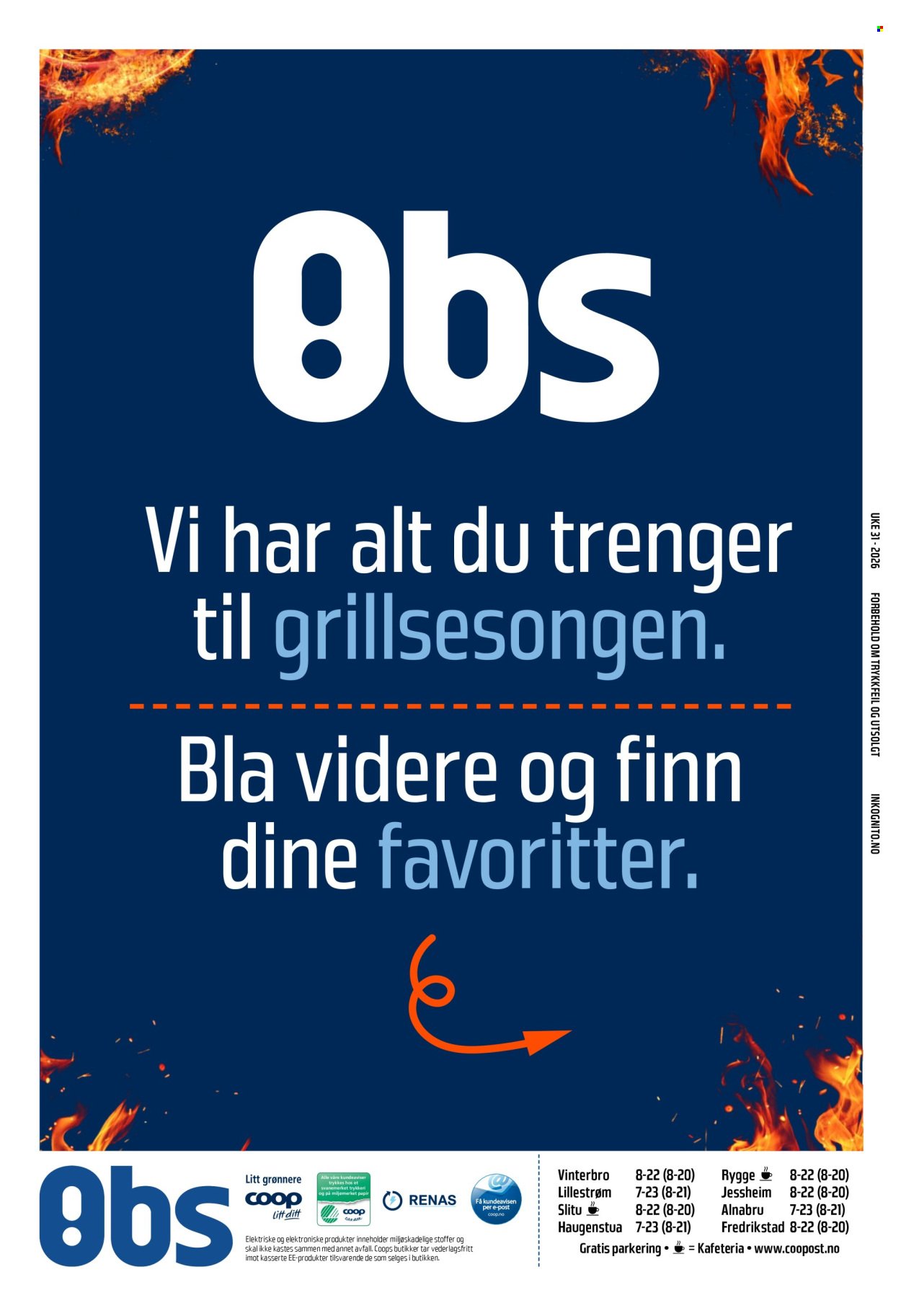 COOP OBS kundeavis - Fra søndag 26. juli 2026