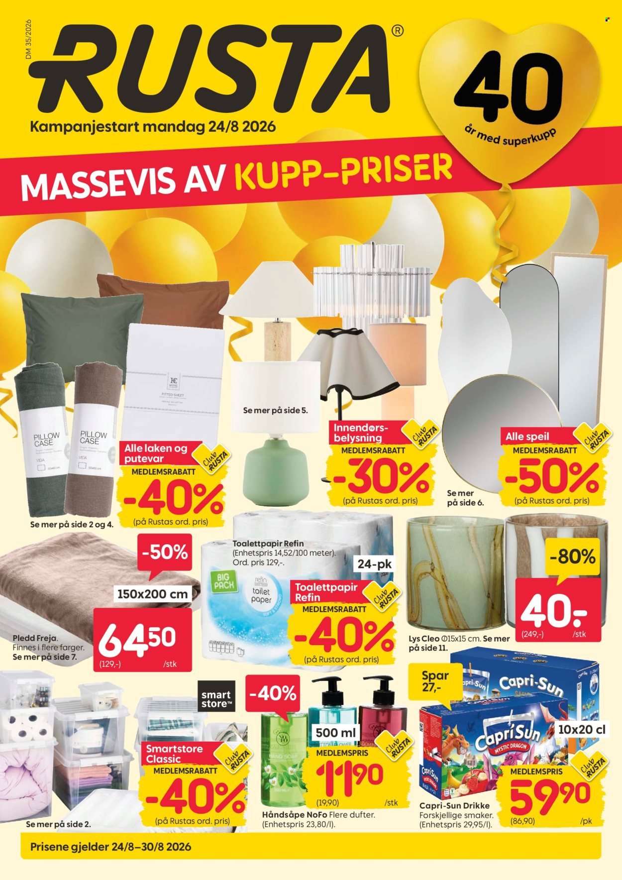 RUSTA kundeavis - Fra mandag 24. august 2026