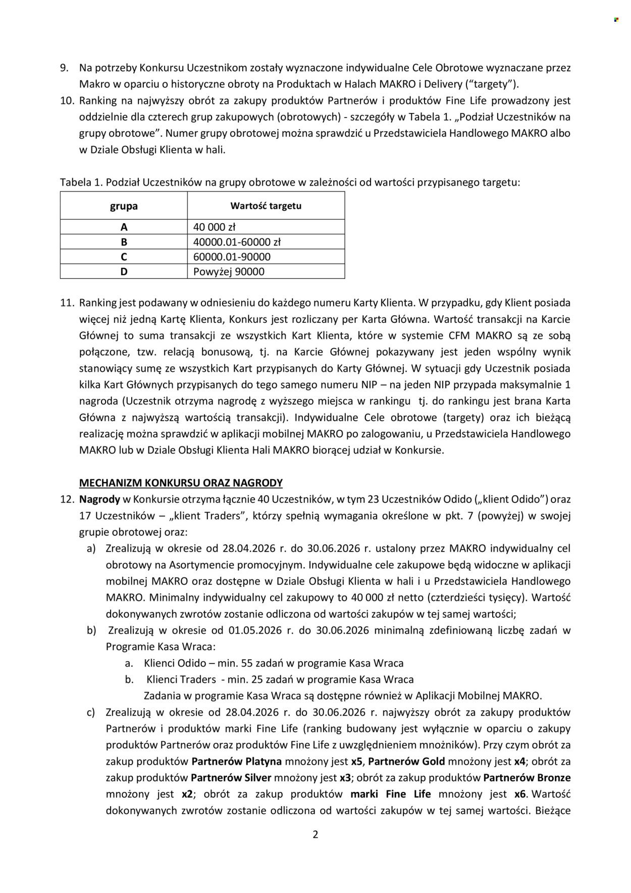 Gazetka MAKRO - Regulamin Konkurs ”Rozegraj to po Mistrzowsku”