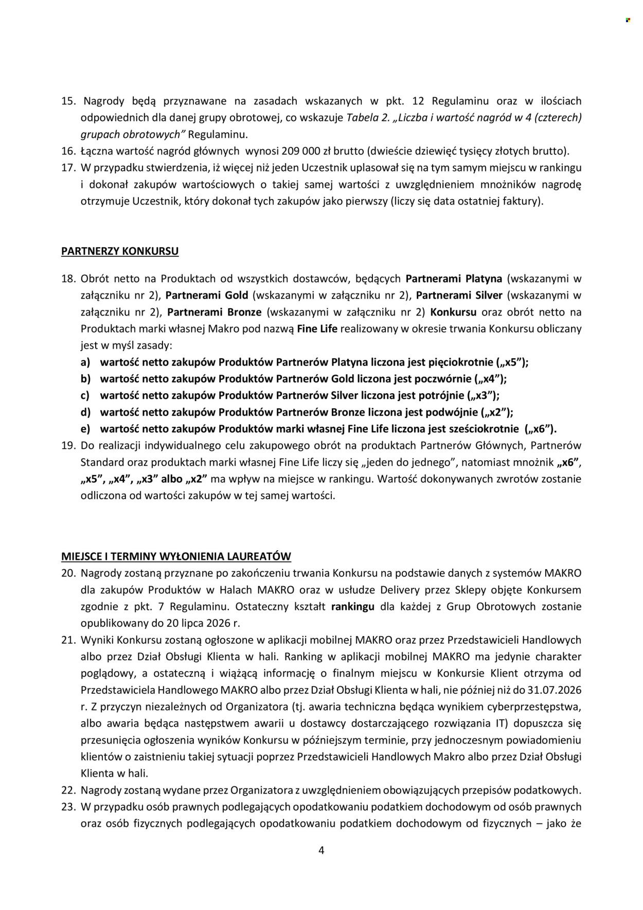 Gazetka MAKRO - Regulamin Konkurs ”Rozegraj to po Mistrzowsku”