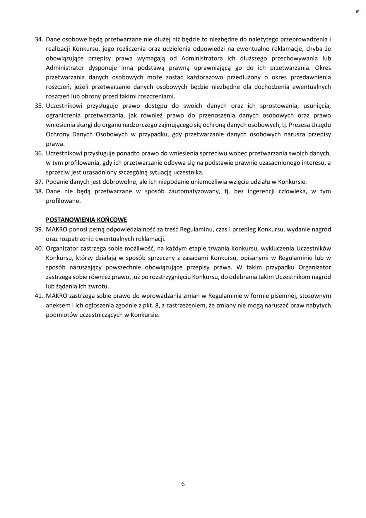 Gazetka MAKRO - Regulamin Konkurs ”Rozegraj to po Mistrzowsku”