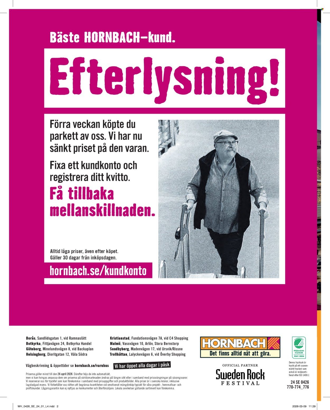 HORNBACH reklamblad - T.o.m. onsdag 01/04 2026