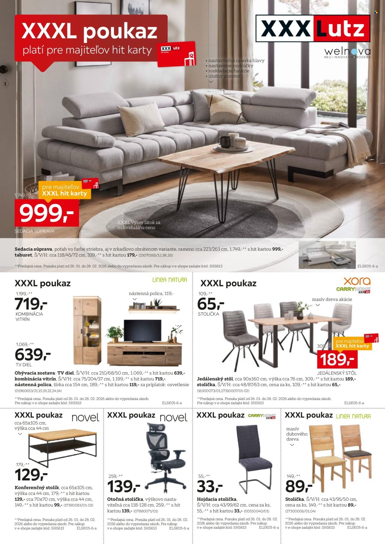 XXXLUTZ leták - Výhodné poukazy pre majiteľov HIT karty (2026-01-26 - 2026-02-28) | 2