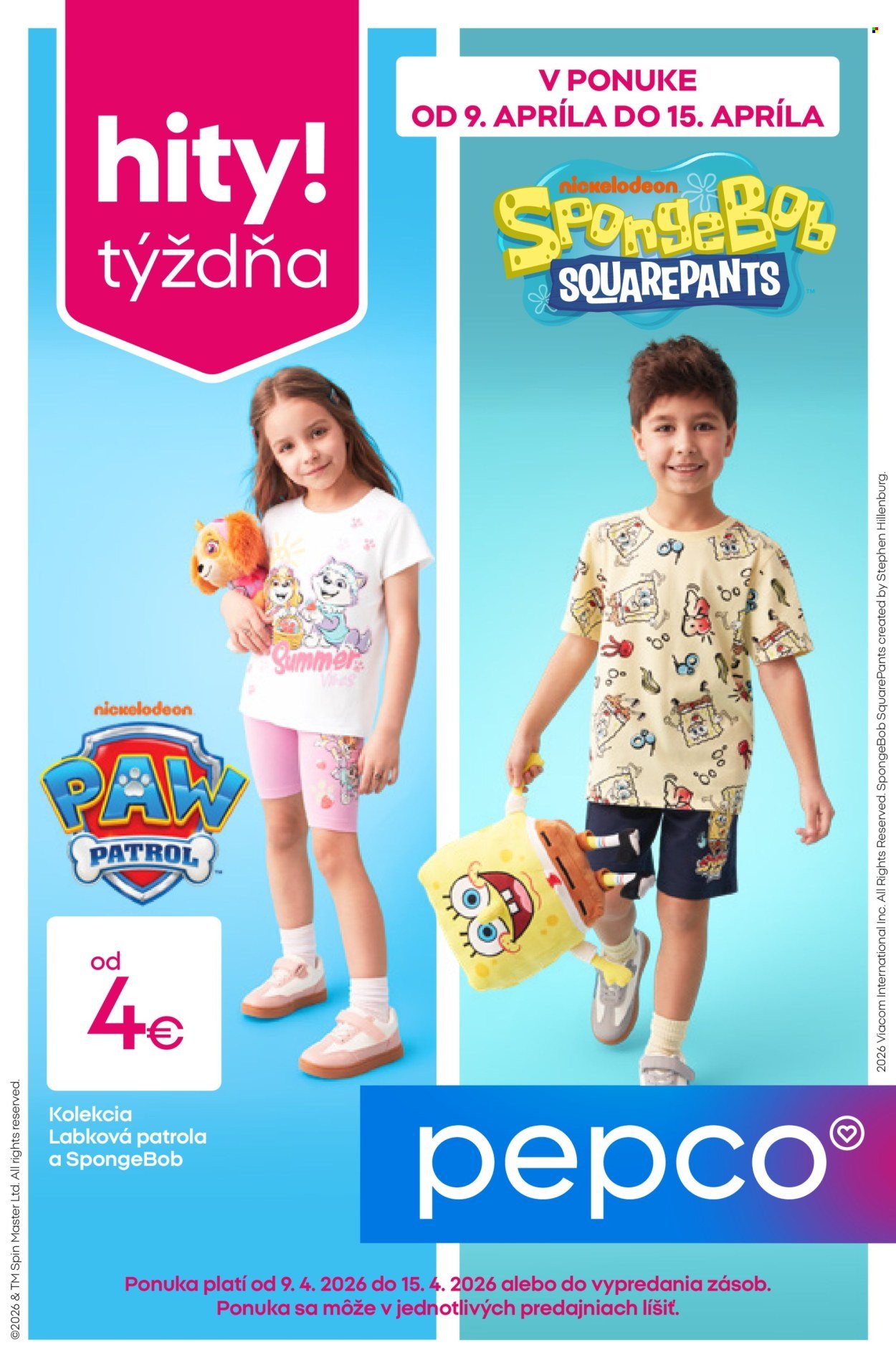 PEPCO leták - Labková patrola a Spongebob (2026-04-09 - 2026-04-15) | 1