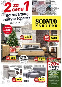 SCONTO NÁBYTOK leták - 2 canu1 na matrace, 2 rošty a toppery (2025-11-26 - 2025-12-14)