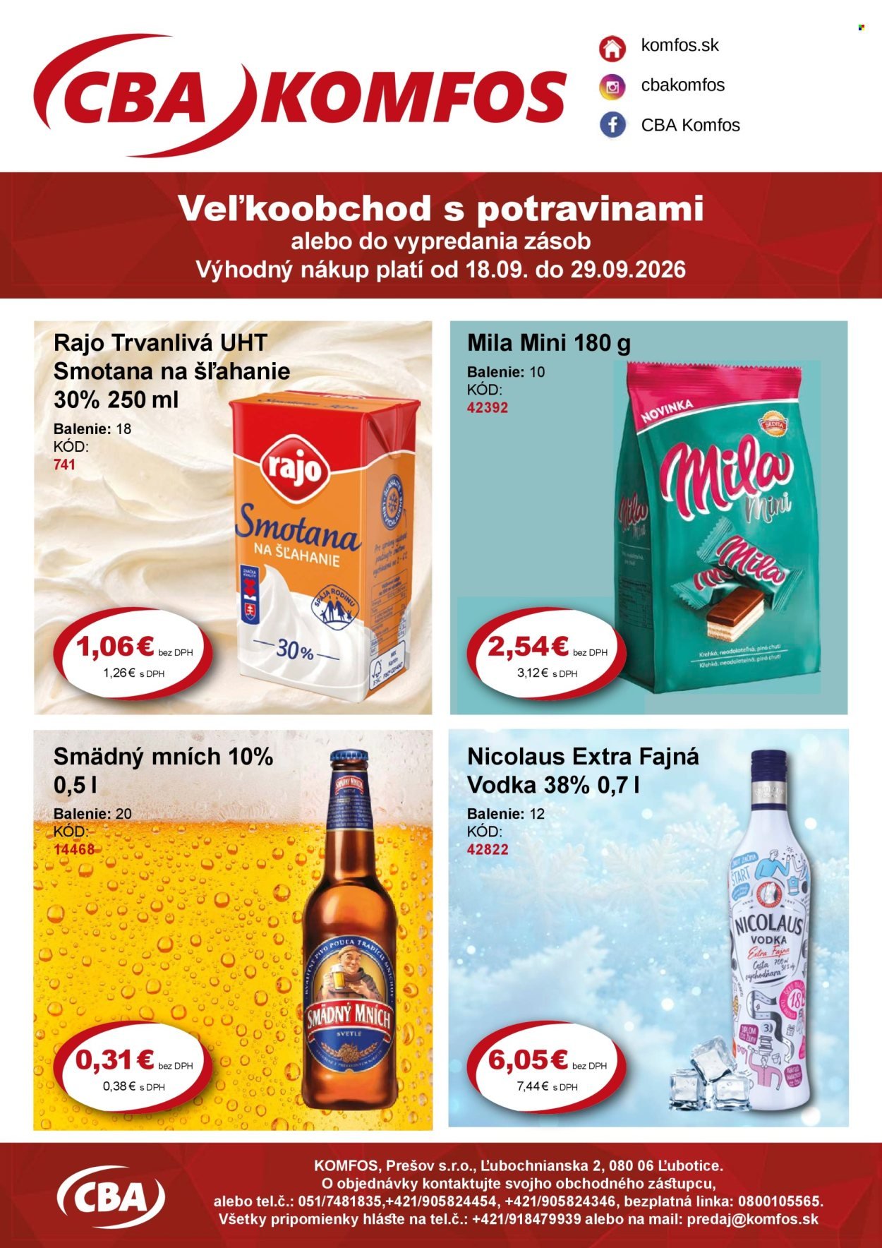 CBA KOMFOS leták - Výhodná ponuka VEĽKOOBCHOD