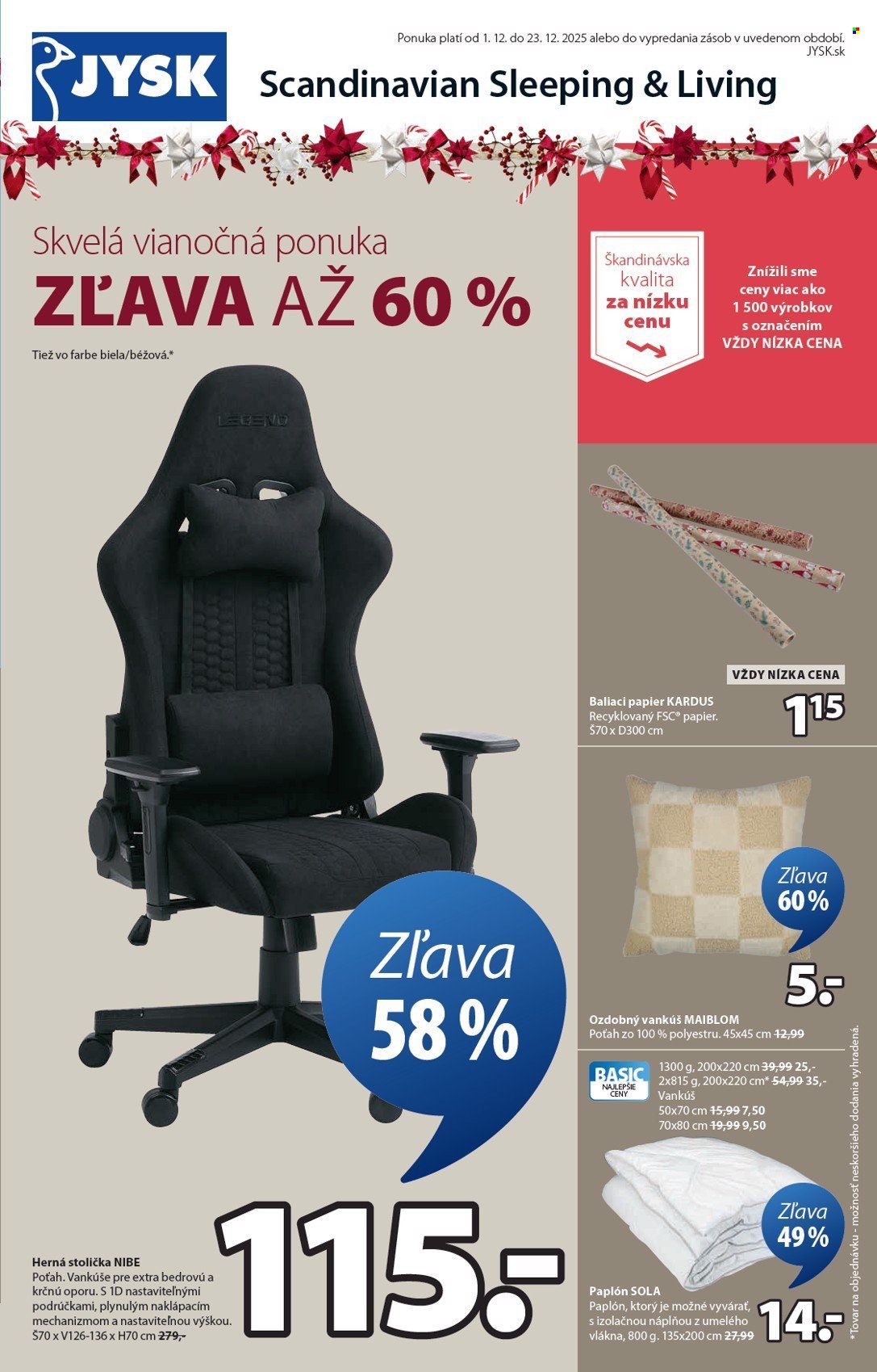 JYSK leták - Od pondelka 1.12.2025 (2025-12-01 - 2025-12-23) | 2