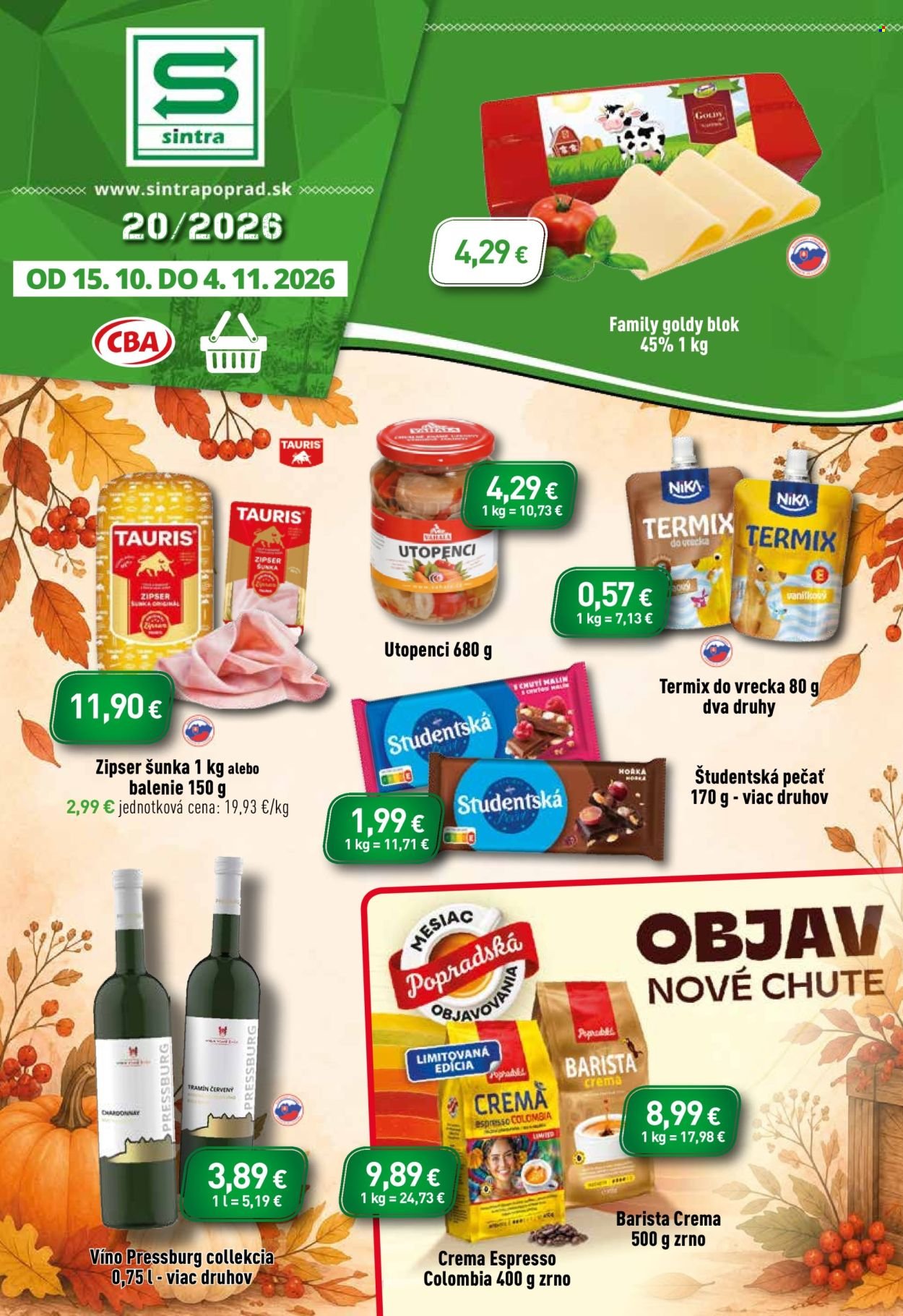 SINTRA leták - Od štvrtka 15.10.2026