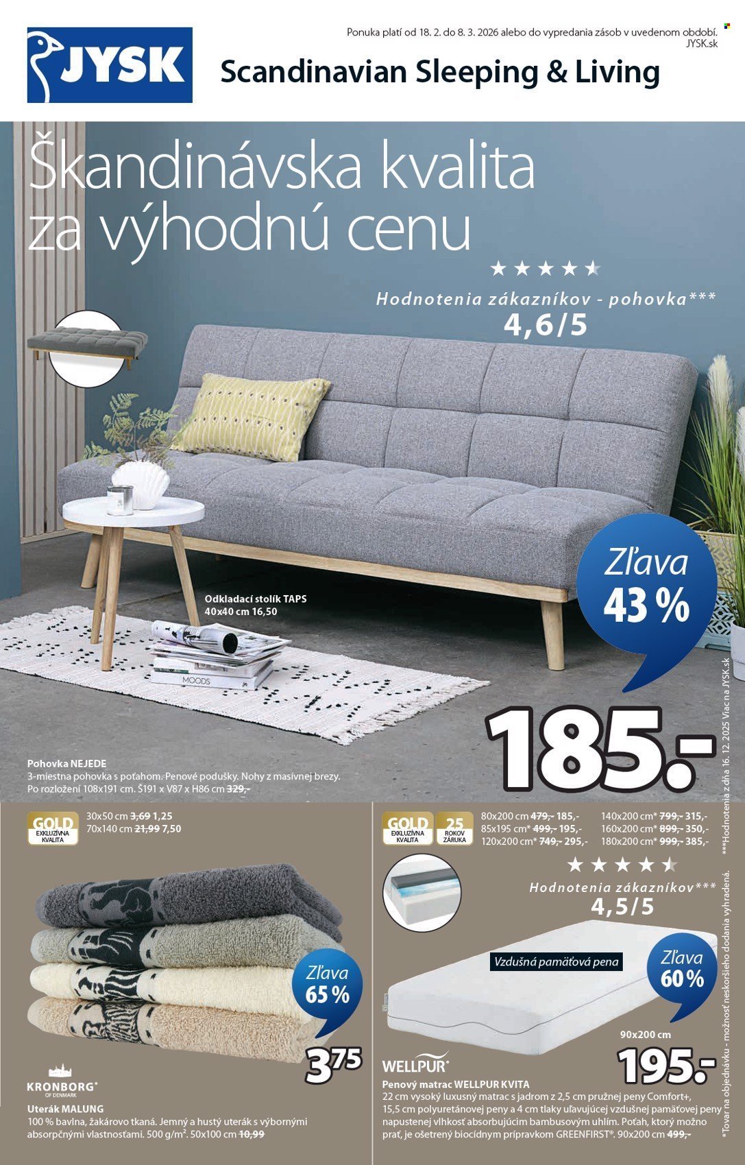 JYSK leták - Od stredy 18.2.2026 (2026-02-18 - 2026-03-08) | 2