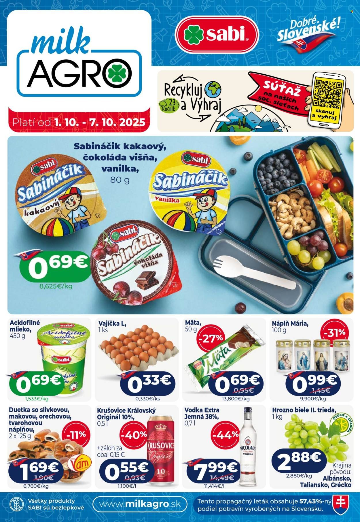 MILK AGRO leták - Aktuálny leták (2025-10-01 - 2025-10-07) | 1
