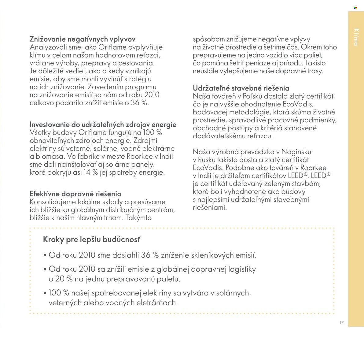 ORIFLAME leták - Udržateľnosť (2023-01-22) | 17