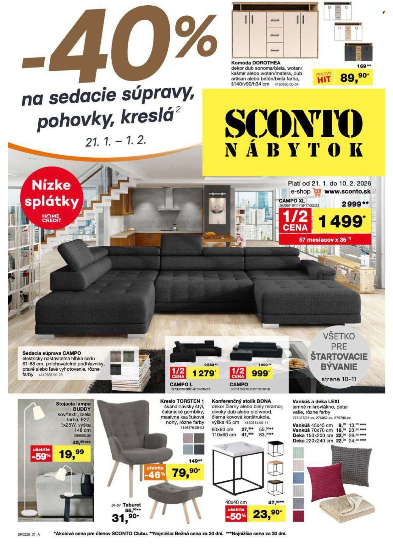 SCONTO NÁBYTOK leták - -40% na sedacie súpravy, pohovky, kreslá (2026-01-21 - 2026-02-01) | 1