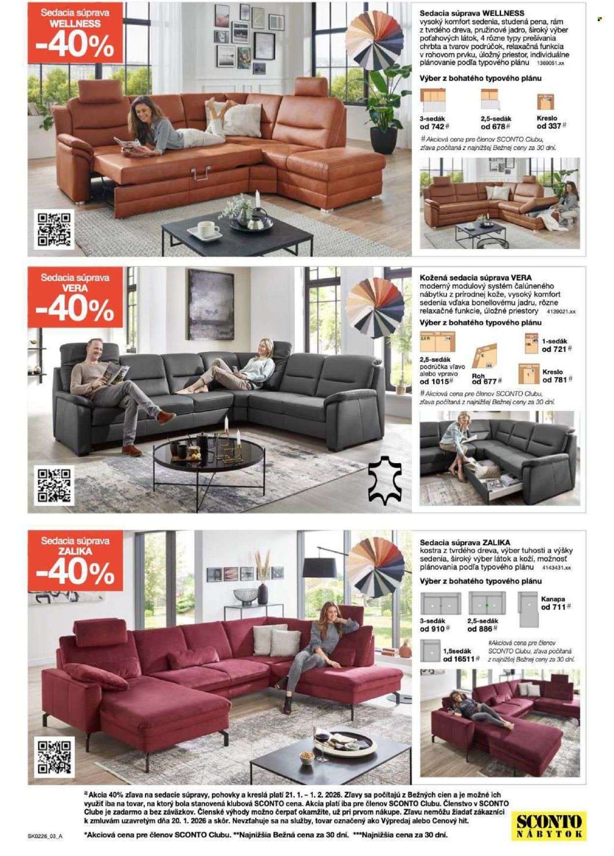 SCONTO NÁBYTOK leták - -40% na sedacie súpravy, pohovky, kreslá (2026-01-21 - 2026-02-01) | 3
