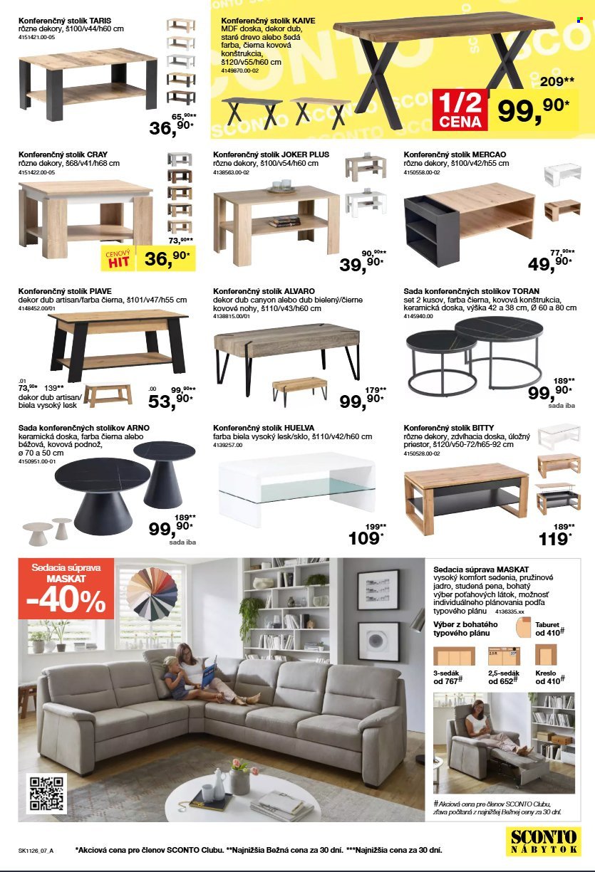 SCONTO NÁBYTOK leták - Od stredy 26.8.2026