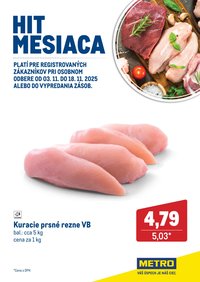 METRO leták - Hit mesiaca - Kuracie prsné rezne (2025-11-03 - 2025-11-18)