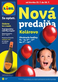 LIDL leták - Nová predajňa v Kolárove
