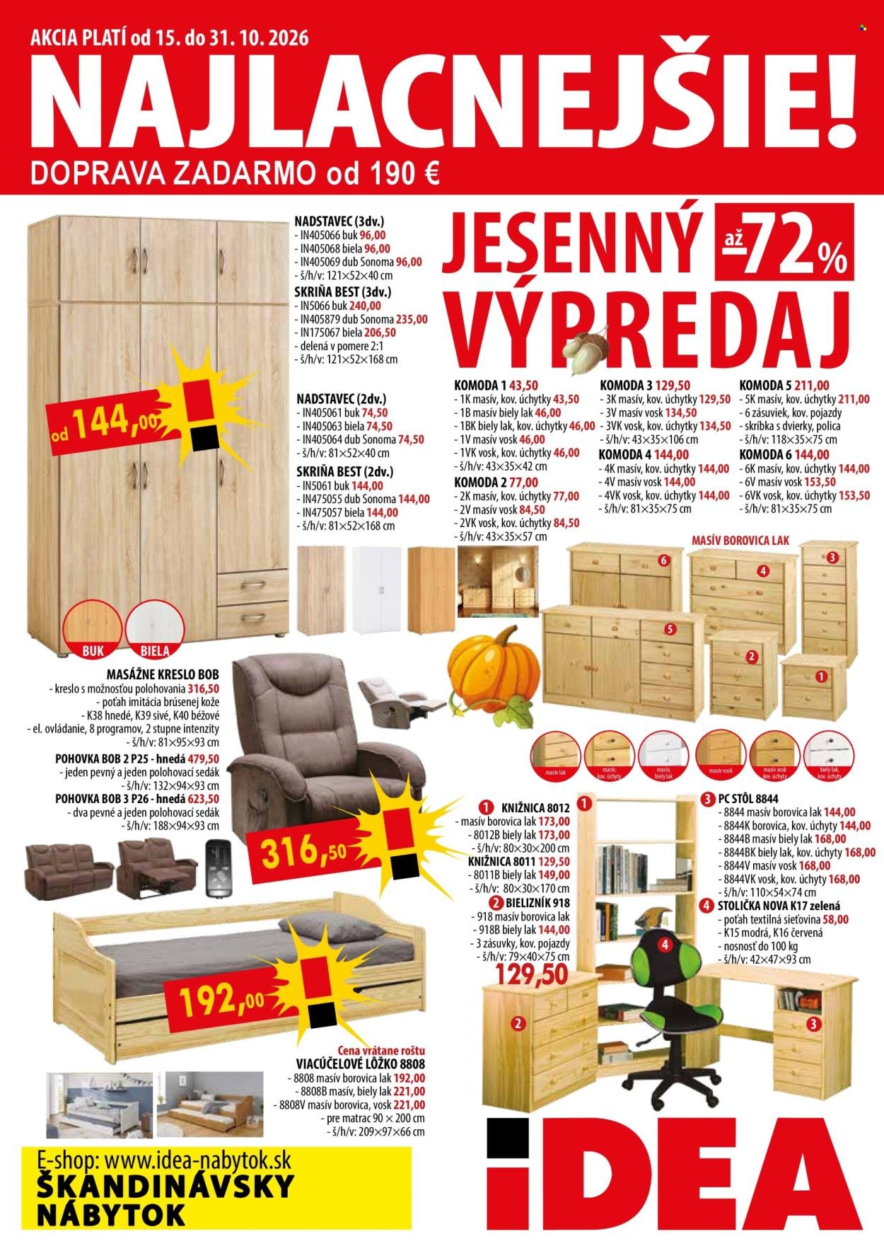 IDEA NÁBYTOK leták - Od štvrtka 15.10.2026