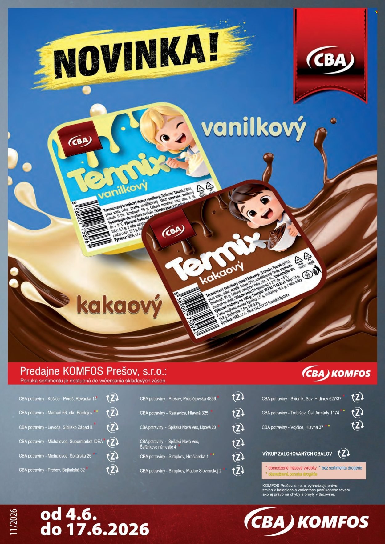 CBA KOMFOS leták - Výhodná ponuka - opäť lacnejšie