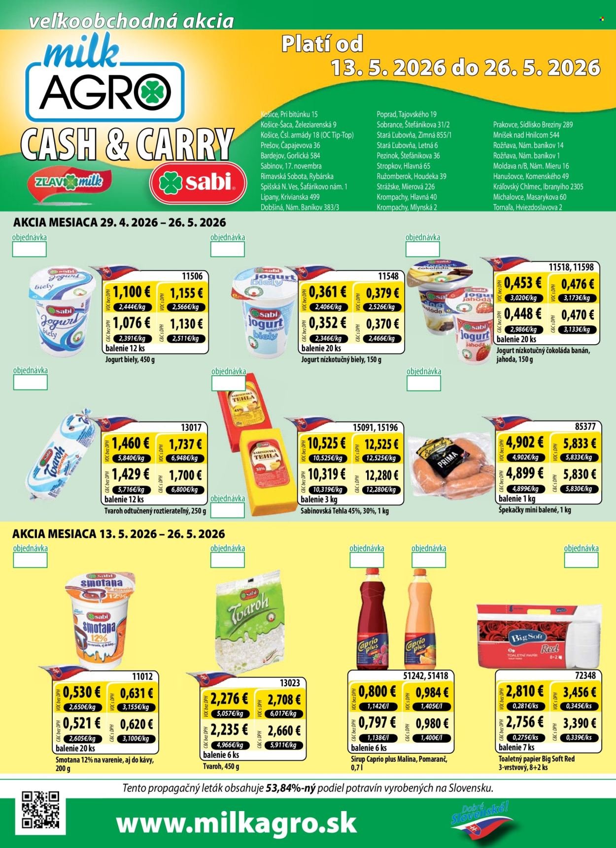 MILK AGRO leták - Cash & Carry (2026-05-13 - 2026-05-26) | 1