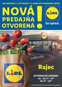 LIDL leták - Nová predajňa v Rajci