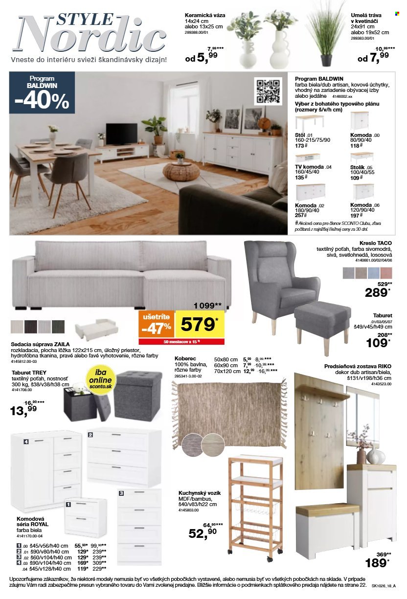 SCONTO NÁBYTOK leták - Od stredy 5.8.2026