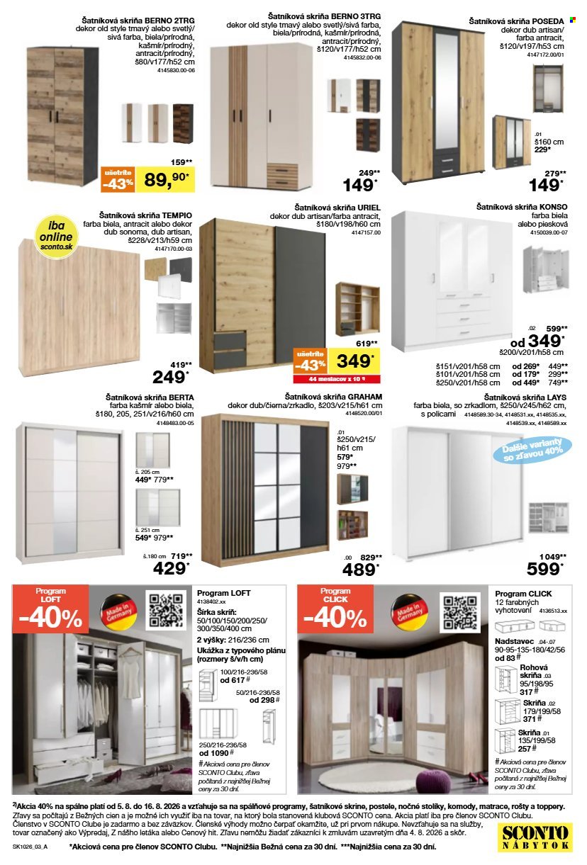 SCONTO NÁBYTOK leták - Od stredy 5.8.2026