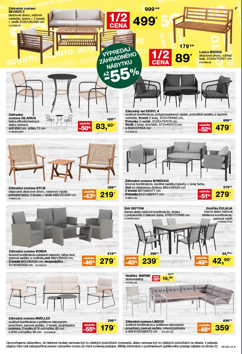 SCONTO NÁBYTOK leták - Od stredy 5.8.2026