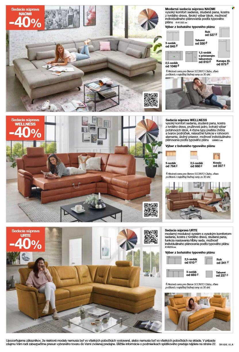 SCONTO NÁBYTOK leták - Od stredy 5.8.2026