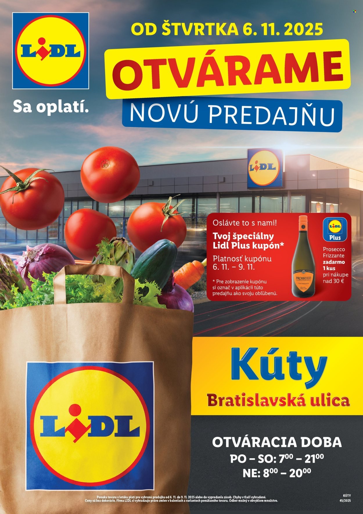 LIDL leták - Nová predajňa v Kútoch (2025-11-06 - 2025-11-09) | 1