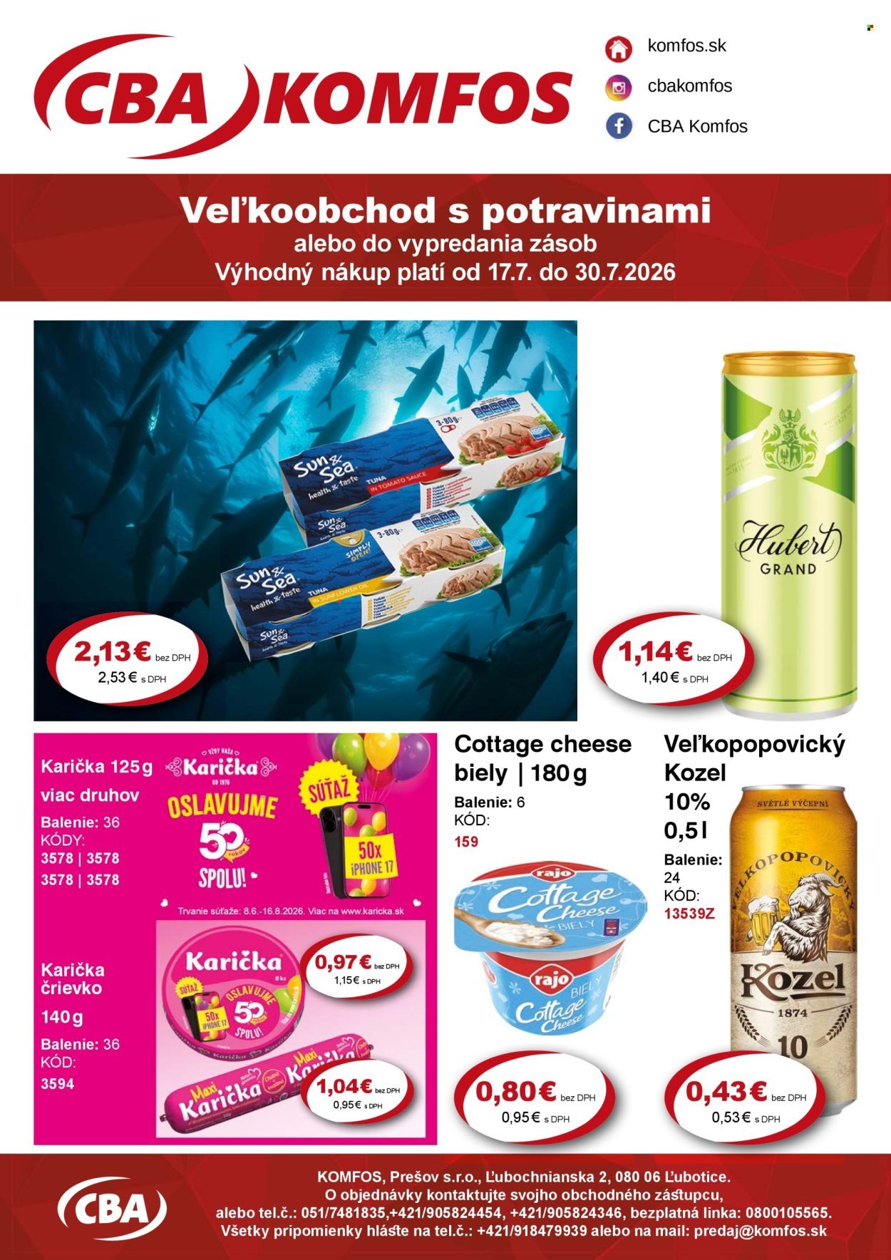 CBA KOMFOS leták - Výhodná ponuka VEĽKOOBCHOD