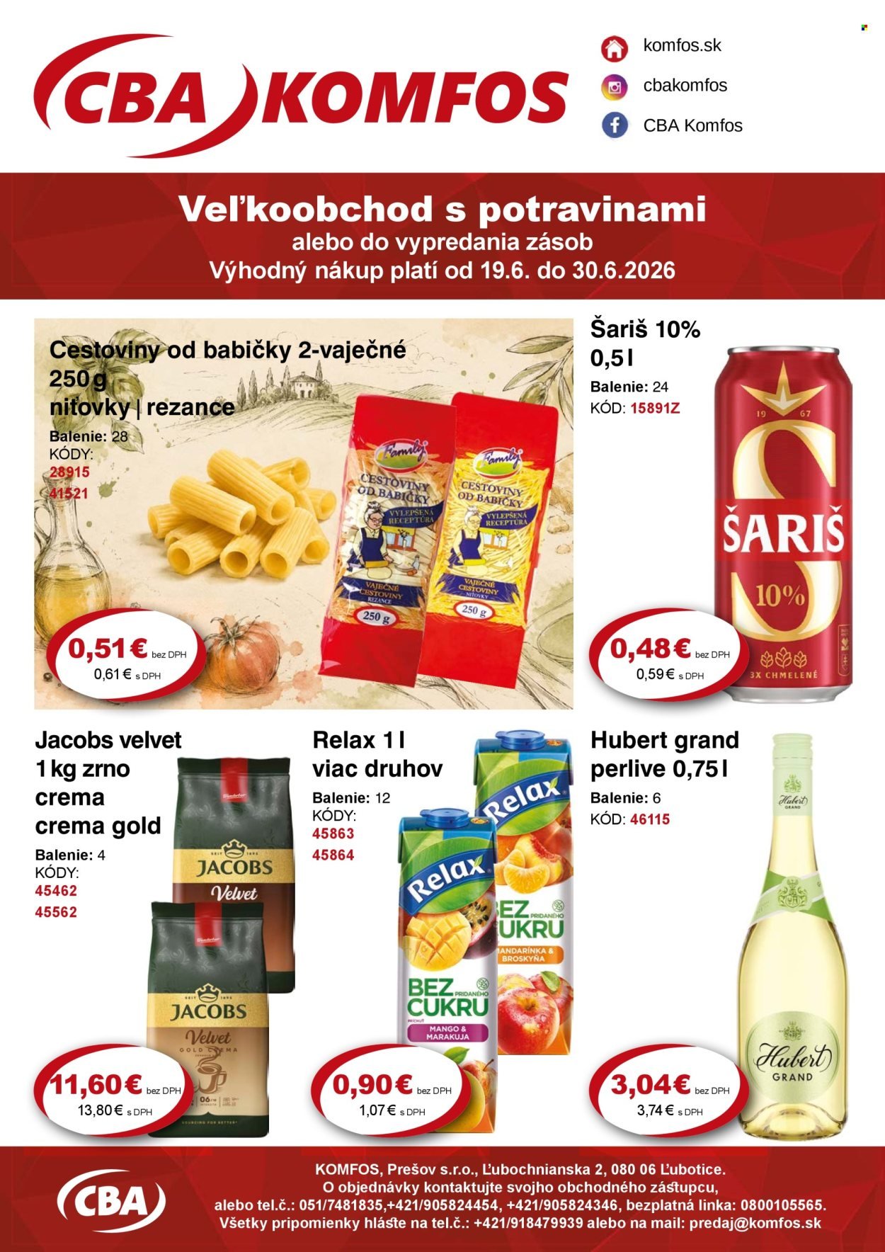 CBA KOMFOS leták - Výhodná ponuka VEĽKOOBCHOD