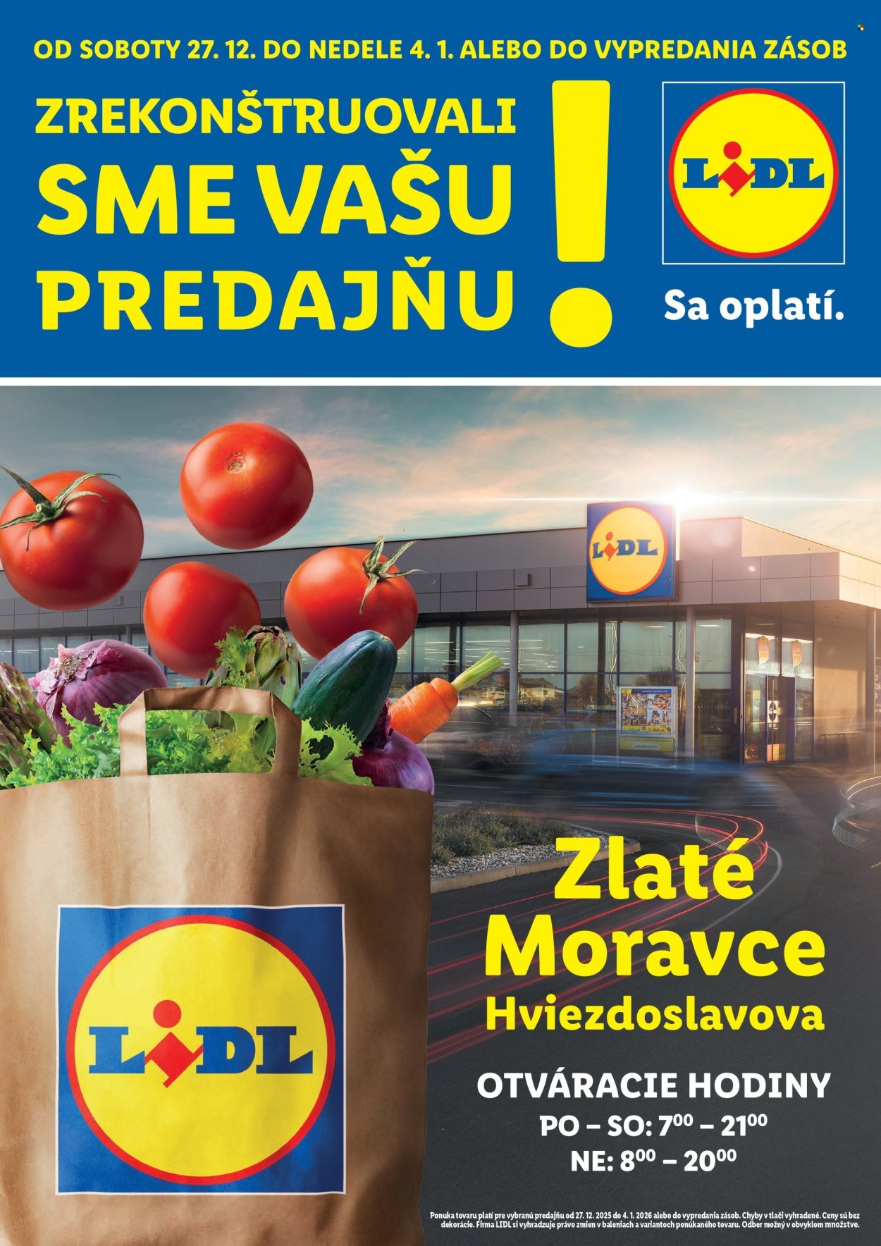LIDL leták - Nová predajňa v Zlatých Moravciach (2025-12-27 - 2026-01-04) | 1