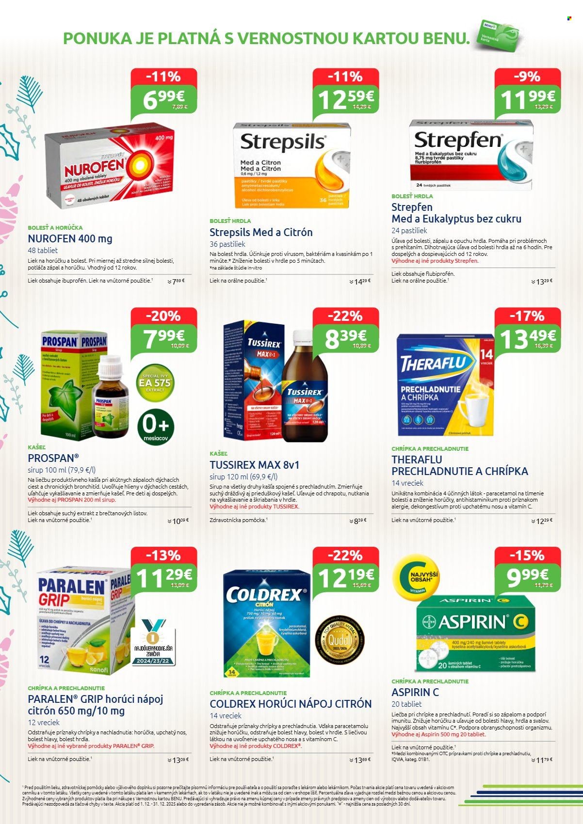 BENU LEKÁREŇ leták - Od pondelka 1.12.2025 (2025-12-01 - 2025-12-31) | 2